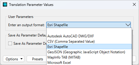 Selecting an output format